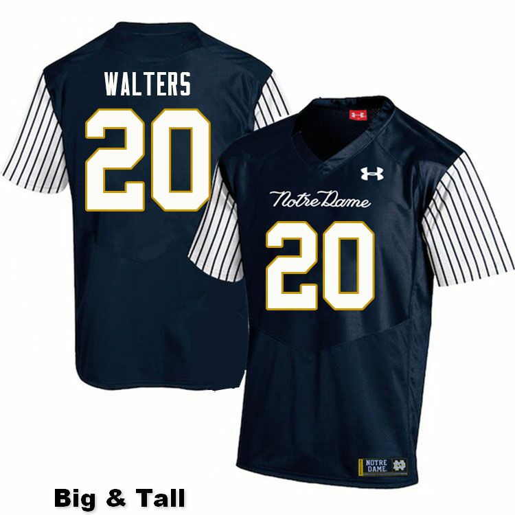 Men's NCAA Notre Dame Fighting Irish #20 Justin Walters Stitched College Under Armour Authentic Navy Big & Tall Alternate Football Jersey PV10E17UK